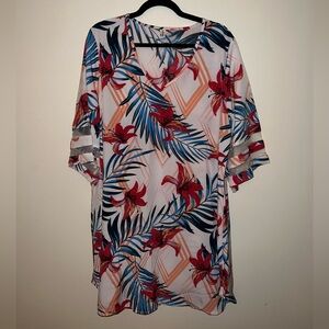 Pink and Blue Floral Dress NWOT